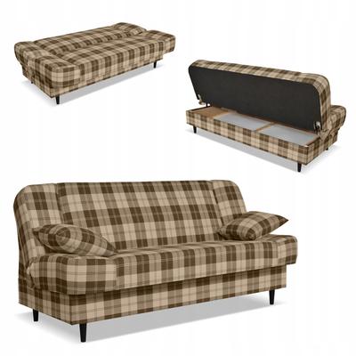 Sofa Sally Rozkładana Do Spania Krata Brązowo - Beżowa