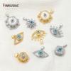Fournitures pour la fabrication de colliers en laiton DIY Plaqué Or 18K Zircon Bleu Charms Œil Maléfique Turquie Grèce Pendentif Pour Fabrication de Bijoux Apprêts