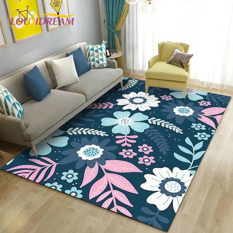 3D Mushroom Flower Plant Leaf Area Rug,Carpet Rug for Living Room Bedroom Sofa Doormat Decoration,Kitchen Non-slip Floor Mat