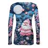 Women's  Slim Bottom T-shirt Fashion Casual Gradient Printing Round Neck Pullover Long Sleeve Top