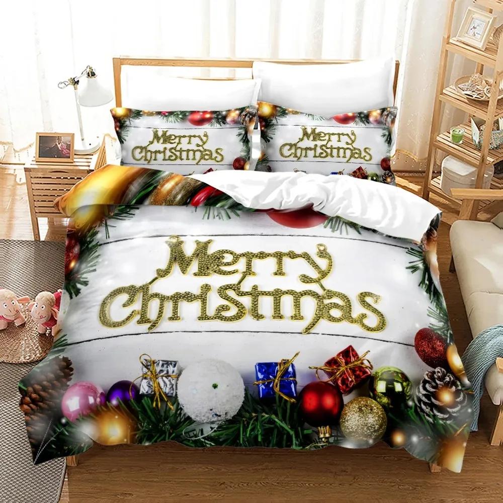 3D Merry Christmas Duvet Cover Set and Pillowcase(s) KingQueenDouble Quilt Covers Set 3D Bedding Sets Queen Size