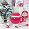 Vánoční dárek vysoké hodnoty jablečný keramický hrnek s víčkem lžičkou pár kávový šálek Štědrý večer praktický suvenýr