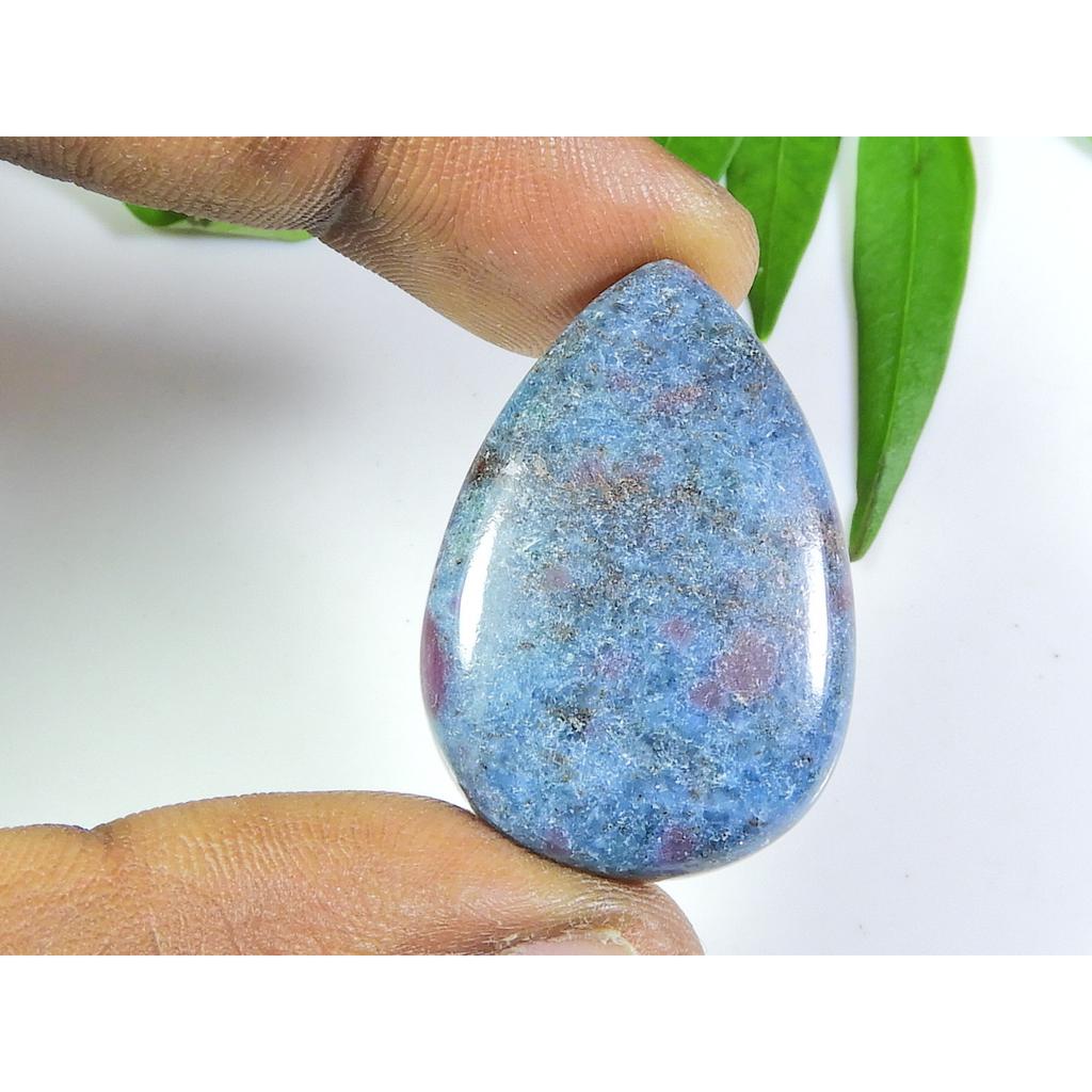 71Cts. Natural Ruby In Kyanite Pear Cabochon Loose Gemstone 23X33X07 MM SK-559