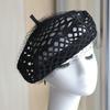 Stylish Celebrity Mesh Hollow Design Black Elegant Beret Retro Temperament Painter Hat Breathable Summer