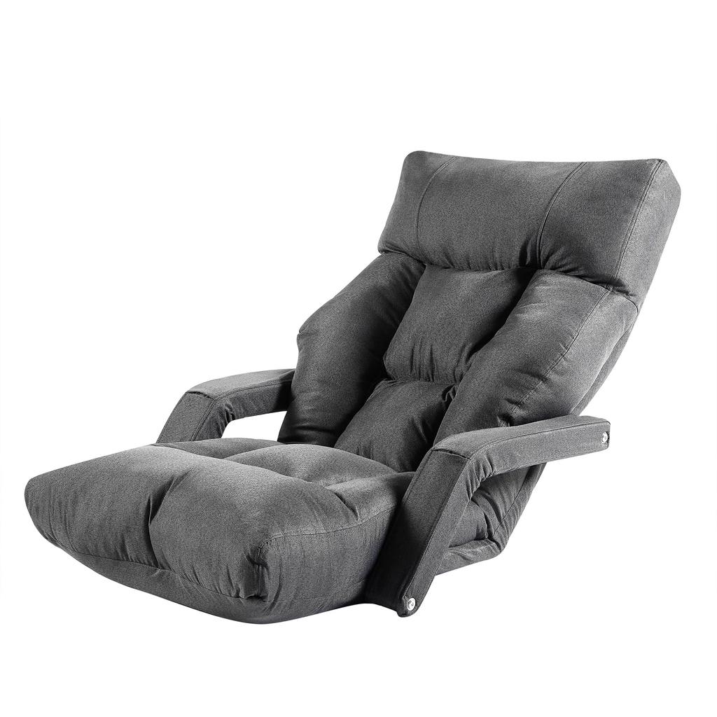 VECELO Seat 5 Levels 3way with Width Extra Thick Thickness Cotton Seats for One Storage Dark Gray Chair, Adjustable, Armrest, Foldable, 70CM, Fluffy,