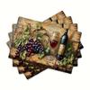 4pezzi Tovagliette con Motivo Uva Vino di Campagna, 12x18 Pollici Resistenti al Calore Lavabili Decorative per Tavola per Sala da Pranzo, Casa