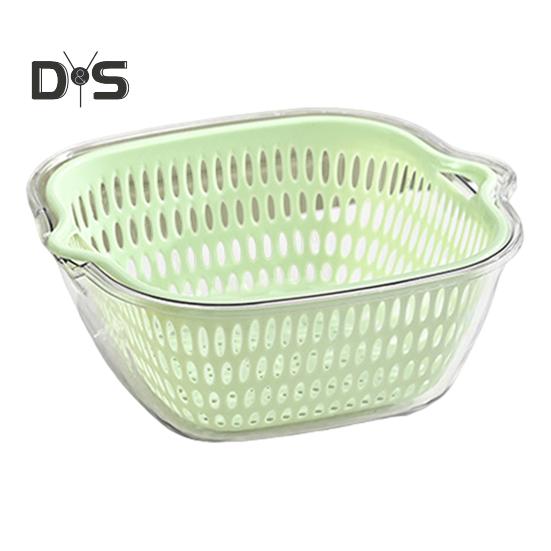 

1/3 шт. двухслойные раковины для фруктов и овощей, сливные корзины с ручкой, пищевые, без BPA, легко моющиеся корзины для хранения S зелёный