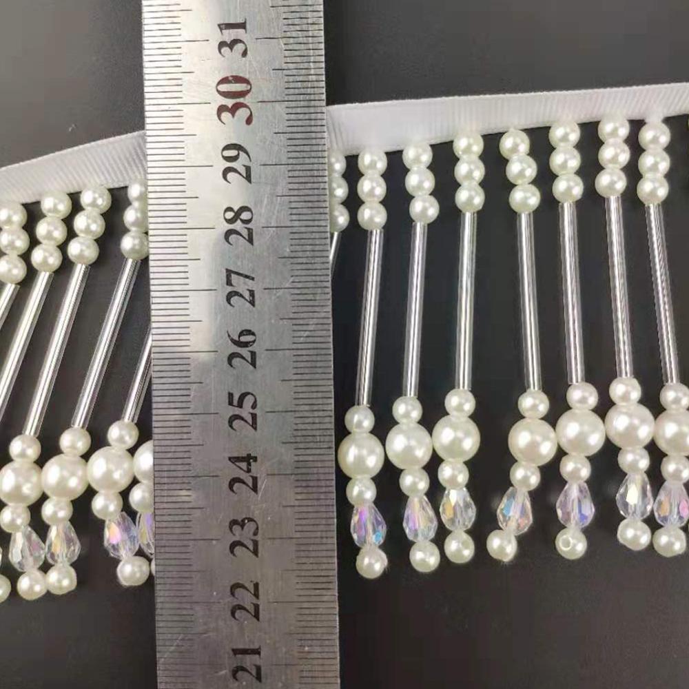 1 Yard Pearl Beaded Lace Trims Tassel Ribbon For Curtain Accessories DIY Sewing Crafts Handmade Garments Accessories