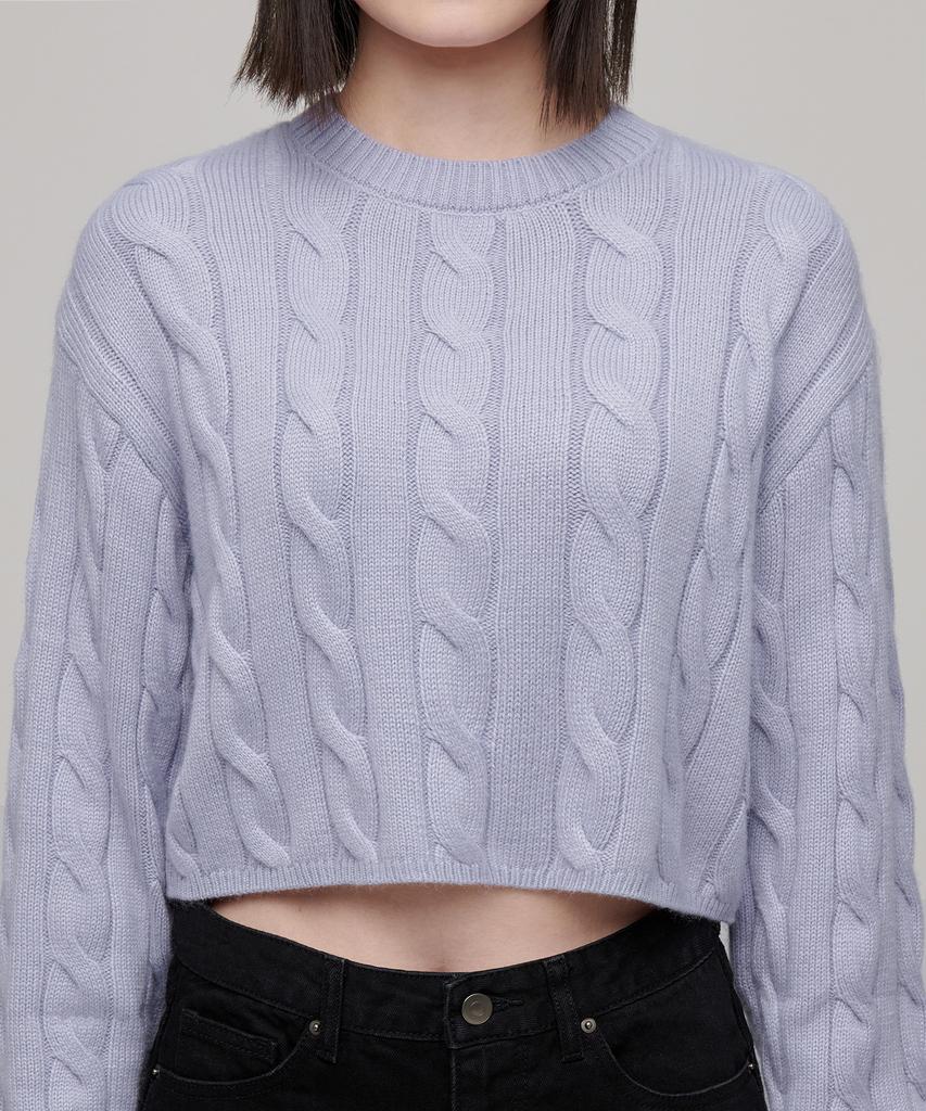 MUSINSA STANDARD WOMAN Women'S Angora Blend Cable Crop Knit [Light Purple]