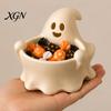 White Trinket Tray 3D Printed Halloween Ghost Bowl, Trick or Treat Snack Candy Storage Bowl Serving Decorative Dish, Party Supplies Nut