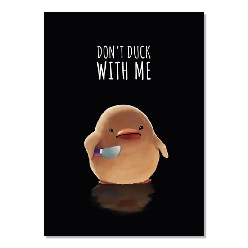 

Dont Duck with Me Poster Serious Little Duck Holding A Knife Wall Art Funny Animal Picture Canvas Print Room Home Decor Painting 21cm×30cm NoFrame