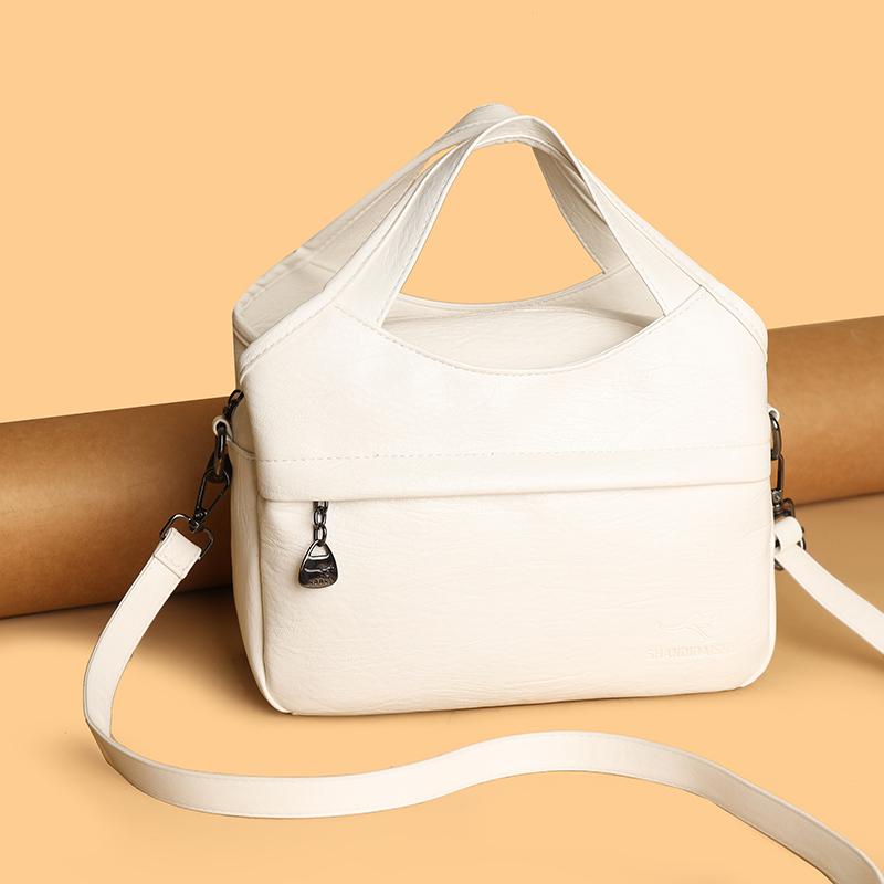 Retro Large Capacity Shoulder Bag Solid Color Messenger Bag PU Commuter Bag