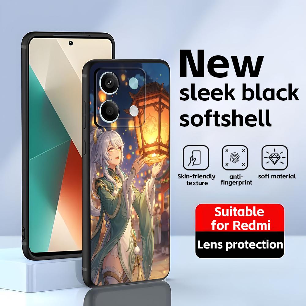 

genshin impact Zibai Phone Case For Redmi Note 14 13 12 11 Pro Plus S 5G 14C A3 Soft Black Phone Cover Redmi Note 13 5G