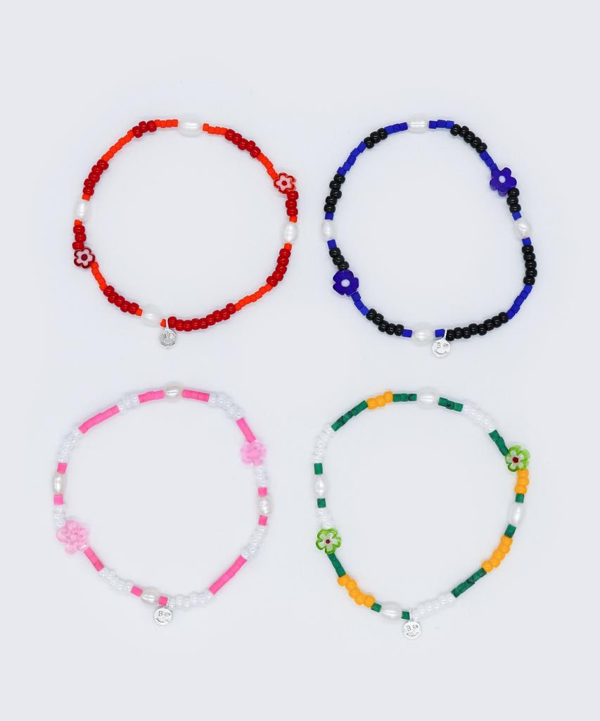 Bonbeau Water Pearl Flower Charm Beads Bracelet Freshwater Pearl Mini Smile Flower Charm Beads Bracelet
