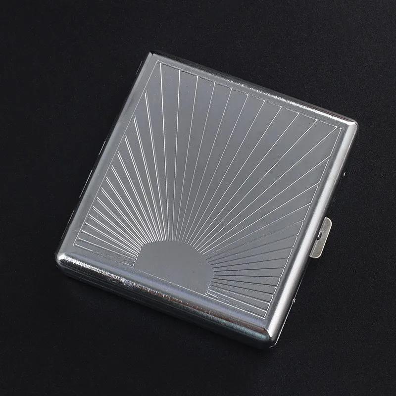 Portable Stainless Steel Metal Cigarette Case Patterned Decorative Cigarette Case Stylish Cigarette Storage Box 20 Cigarettes