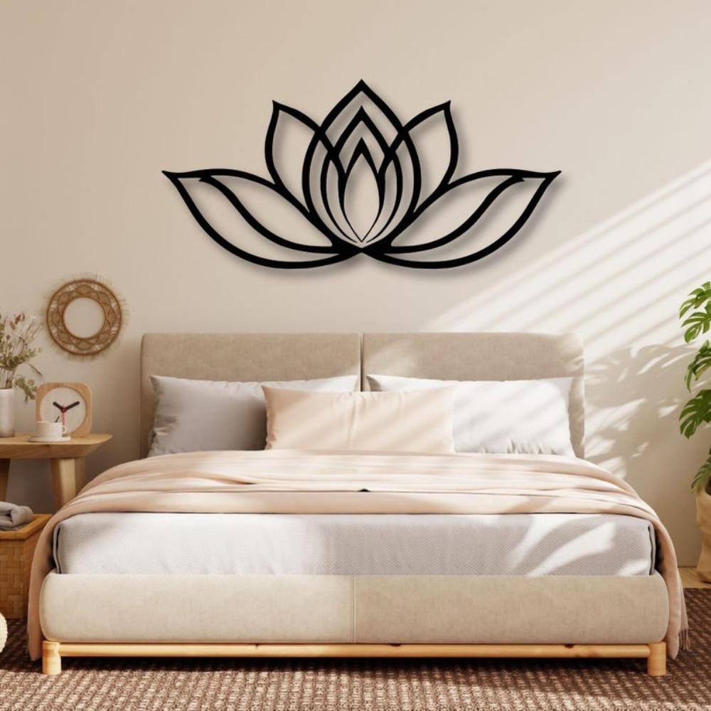 Lotus Flower Metal Wall Art Yoga Studio Mandala Zen Home Decor Spiritual Relaxing Sign