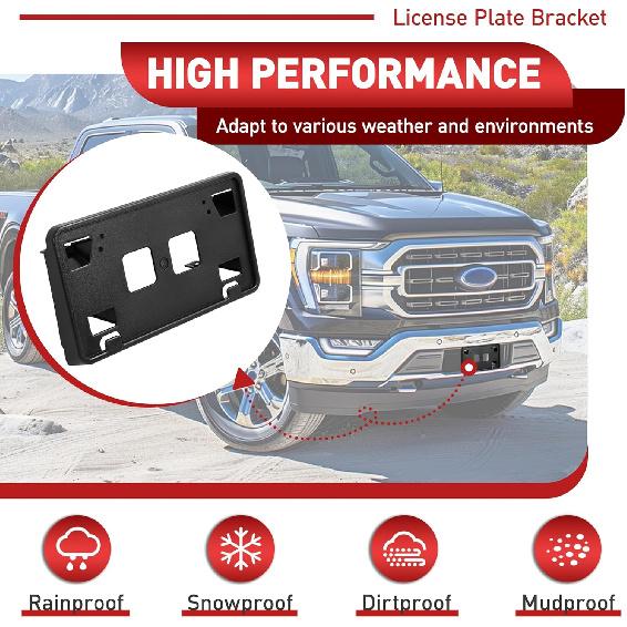 Front License Plate Bracket Compatible with 2021-2023 Ford F150 3.3L 5.0L Bumper License Plate Holder Frame Replacement for ML3Z17A385AB FO1068185