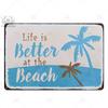 Beach Tin Sign Plaque Metal Vintage Summer Metal Wall Sign Beach Decor for Beach Bar Beach House Seaside Decorative Plate
