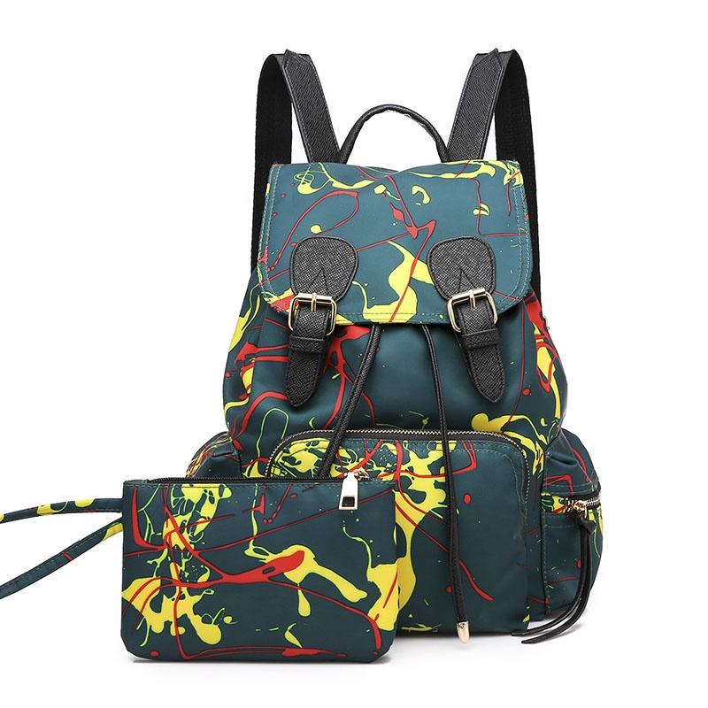 Stilvoller Und Verschleißfester Damen-Nylon-Graffiti-Rucksack Mit Weichem Material