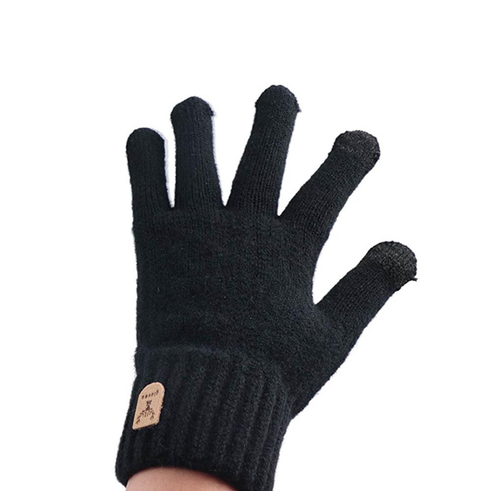 Męskie rękawiczki dzianinowe z ekranem dotykowym, jednokolorowe, z pełnymi palcami, antypoślizgowe, dzianinowe, wełniane, damskie