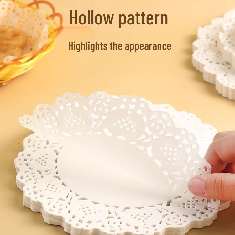 Round Lace Paper Doilies (200 Sheets) - Oil-Absorbent Openwork Paper for Frying, Baking, Pastries, and Cakes.