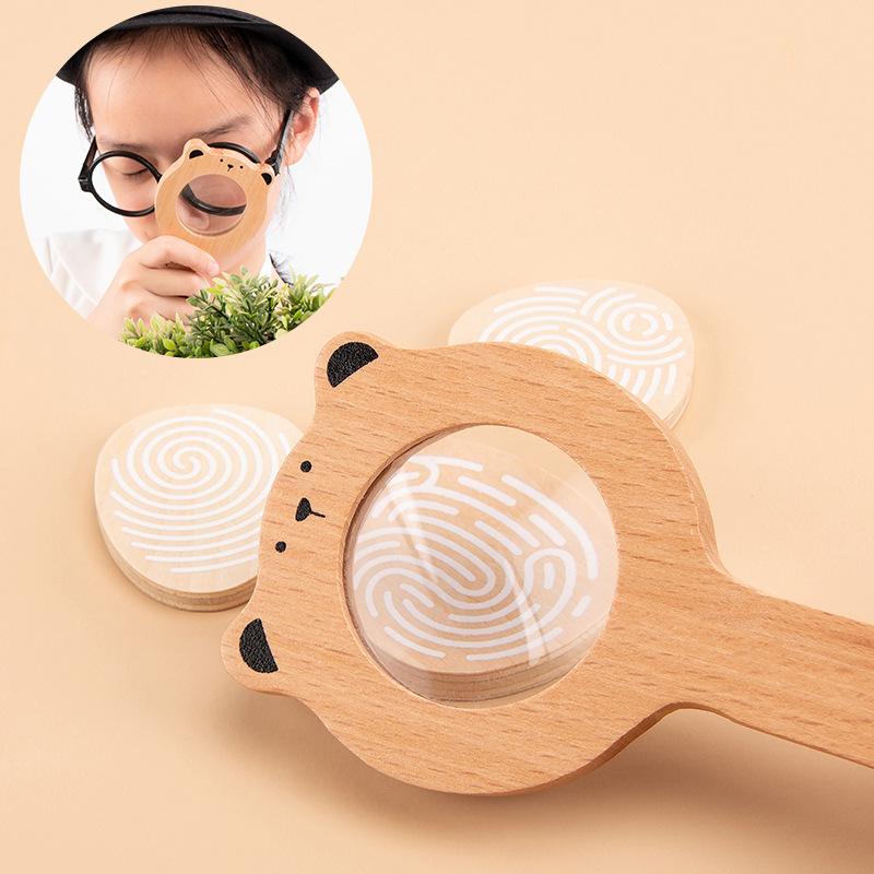 Children's Detective Role-play Toy Set - Family Game Wooden Flashlight Camera Detective Hat Compass