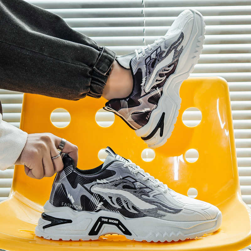 Fashion Two Tone High Tops Men's Sneakers Shoes Flats Golf Badminton Shoes Man Sports Everything Lofers Industrial Sewing