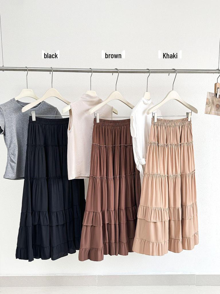 White Ruffle Draped Umbrella Skirt - Spring/Summer 2026 Collection