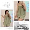 Pajama Women's Summer Two Pieces Short Pajamas Suspenders Thin Sweet Cute Gilrs Homewear with Sleeveless Loose Soft Home Clothing