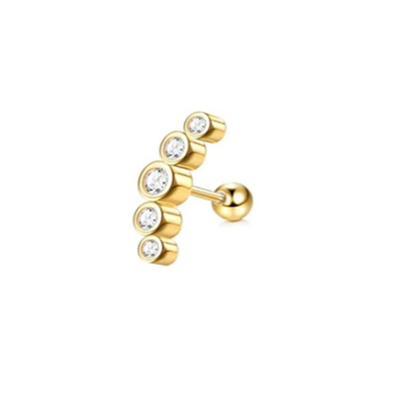 1Pc 16G Stainless Steel Screw Back Stud Earrings for Women Men, Fashion Cubic Zerconia Cartilage Conch Helix Ear Piercing Jewels