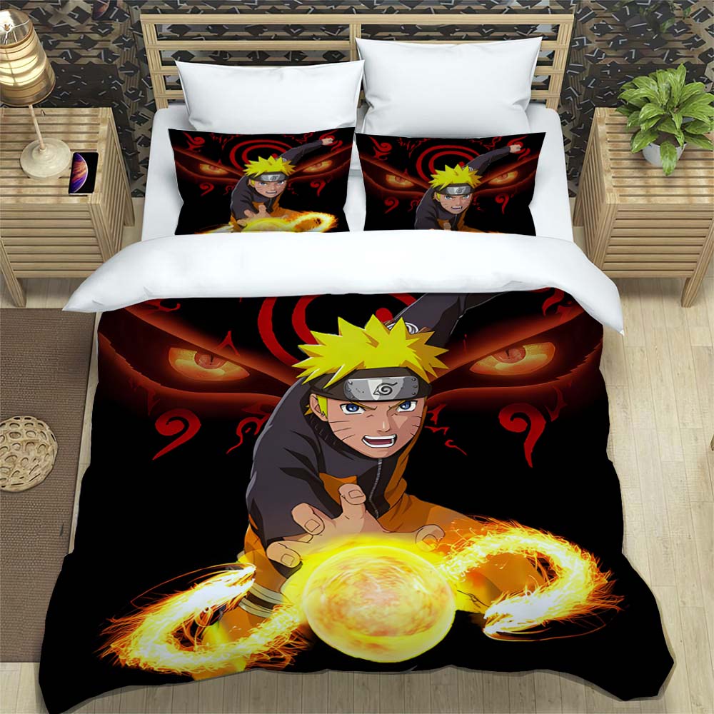 Naruto Pattern Quilt Cover With Pillowcases 3D Digital Printed Bedding Set Twin Full Queen King Children'S Gift