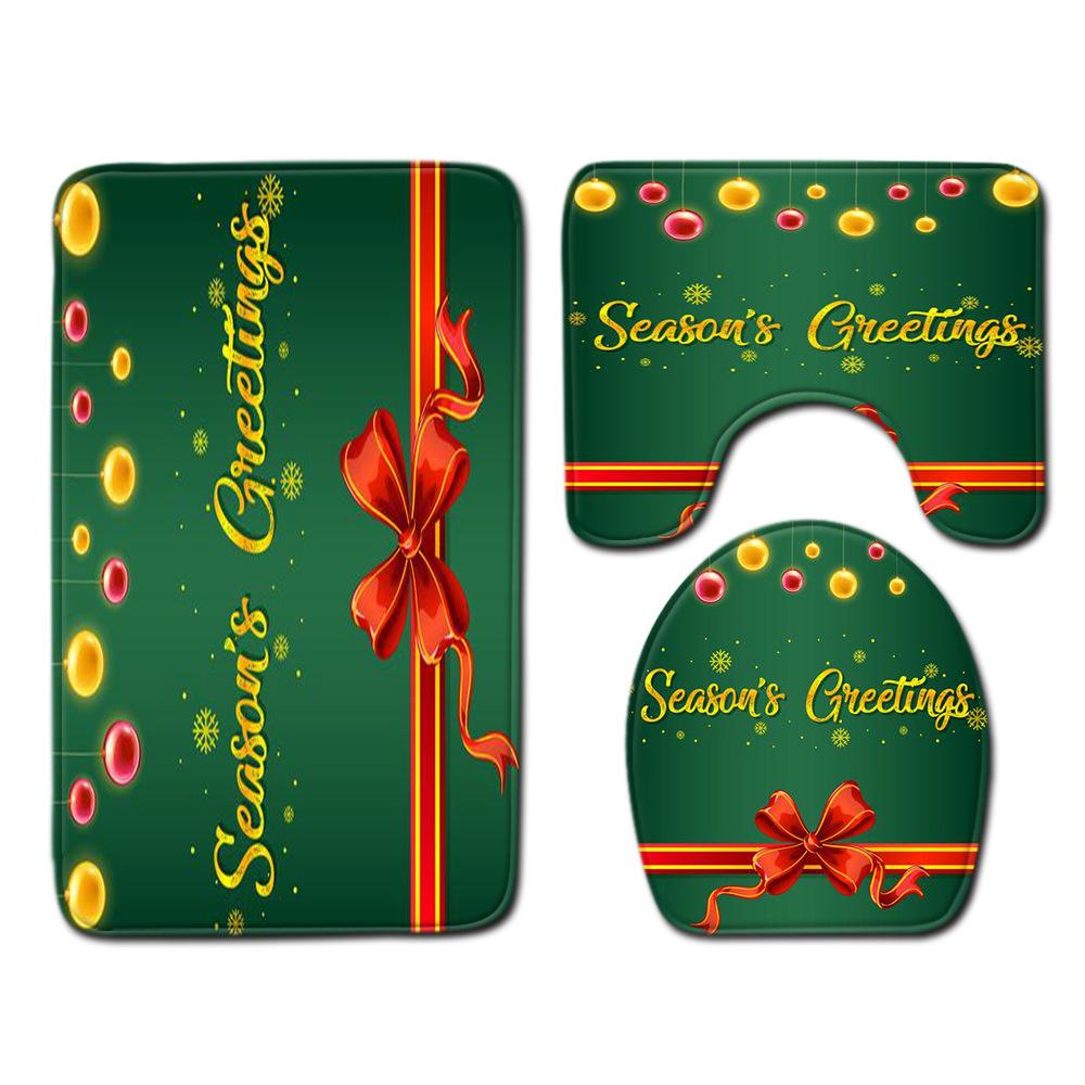 Christmas Bathroom Floor Mat Toilet Three-Piece Set