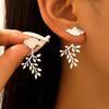 Personalized Leaf Branch Stud Earrings For Women Glossy 3D Niche Rear Hanging Fashion Jewelry