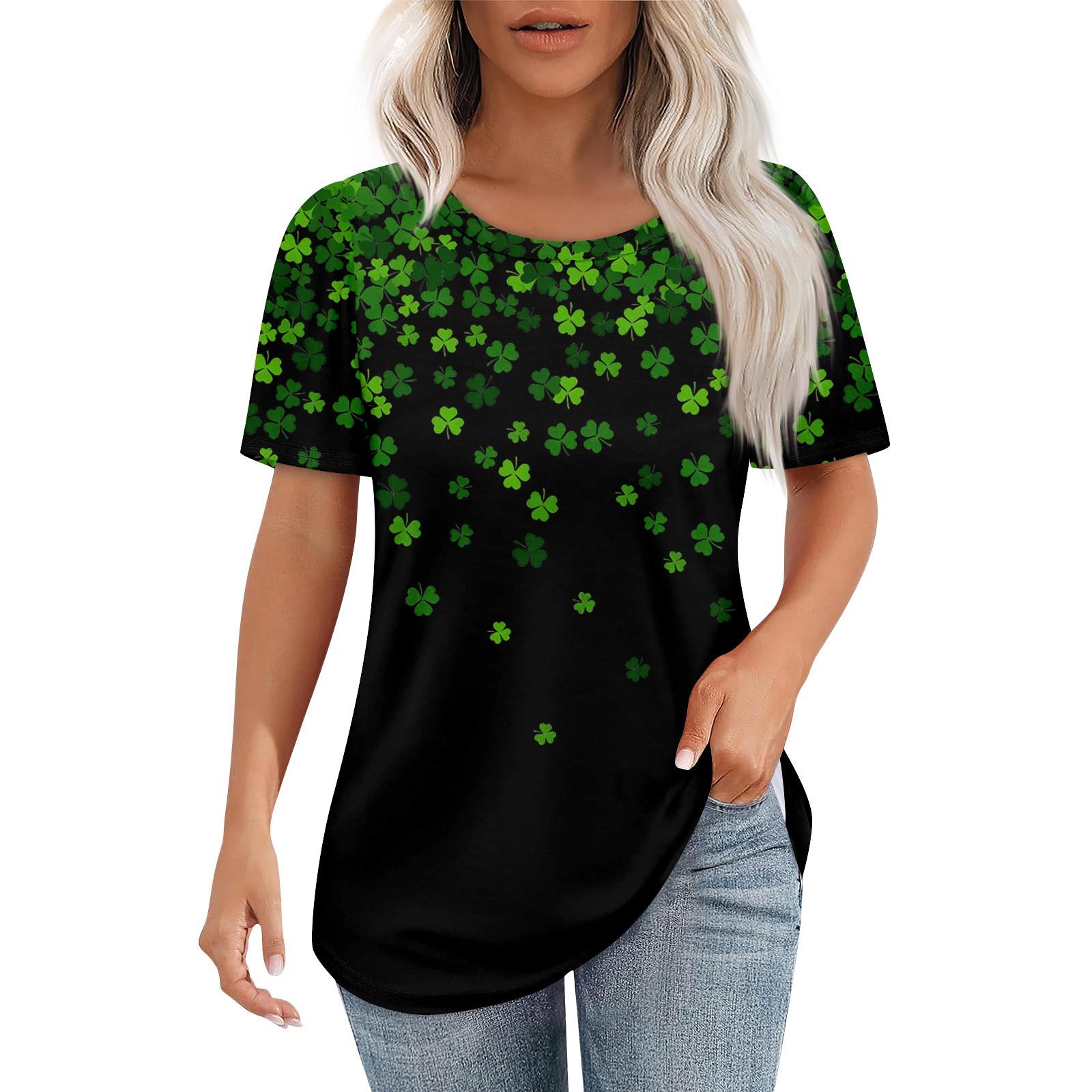 

Футболки для женщин, плиссированные, с круглым вырезом, нарядные, повседневные, блузки с принтом, с коротким рукавом, летние топы, свободный крой XXL чёрный