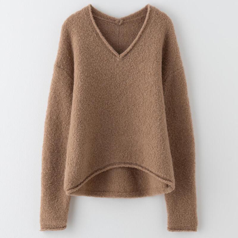 Sinuofude Women's V-Neck Lamb Wool Blend Knit Sweater