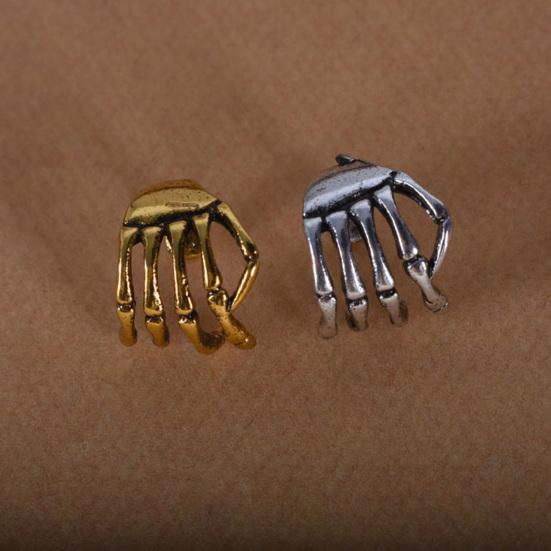 Women Ear Clip, Skeleton Claw Hand Snap-On Non-Pierced Ear Clip, Punk Dark Style Elastic Buckle Earring for Daily Party Wear