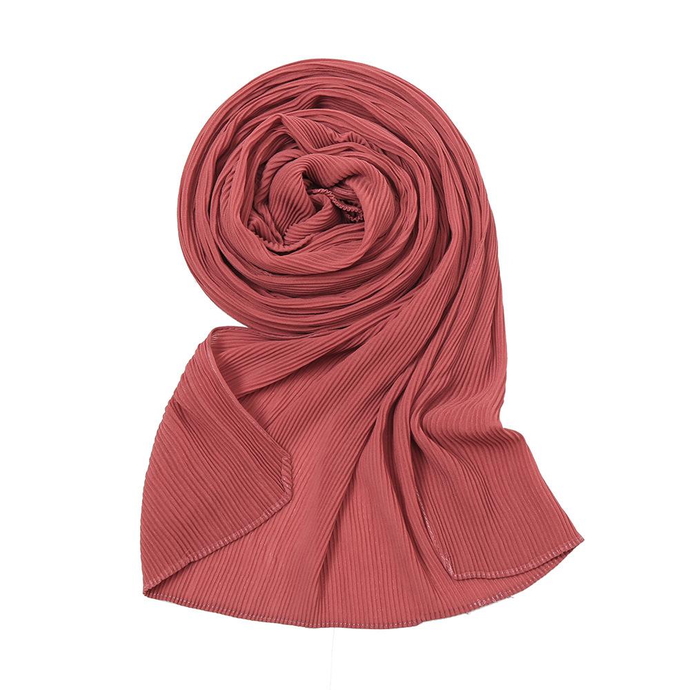 New Autumn Chiffon Wrinkles Scarf For Women Lady Solid Color Thin Scarves Soft Shawl Foulard Viscose Spring Female Wrap Shawls