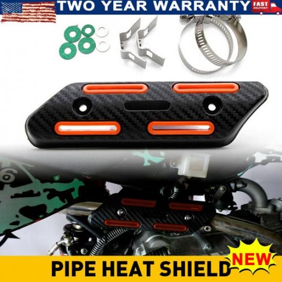 Exhaust Muffler Pipe Shield Guard Heat Cover Fit Universal Motorcycle Orange
