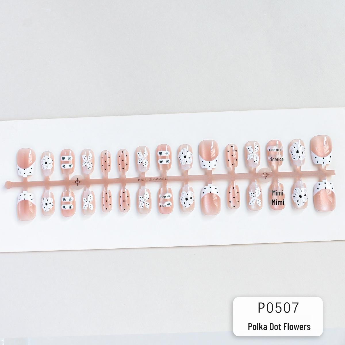 Ice Translucent Nude Pink Cat Eye 3D Floral Polka Dot French Edge Nail Stickers