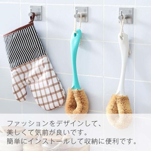 Set of 4 Bathroom Hooks, Strong Adhesive Hooks, Wall Hooks Load Capacity 10KG, 3m, Stainless Steel, Will Not Damage Walls, Waterproof, Coats, Towels,