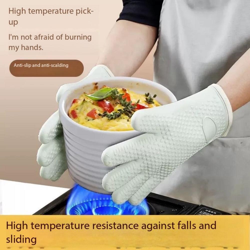 Single Heat-Resistant Glove Thickened Silicone Kitchen Oven Baking Glove High-Temperature Microwave-Safe Glove