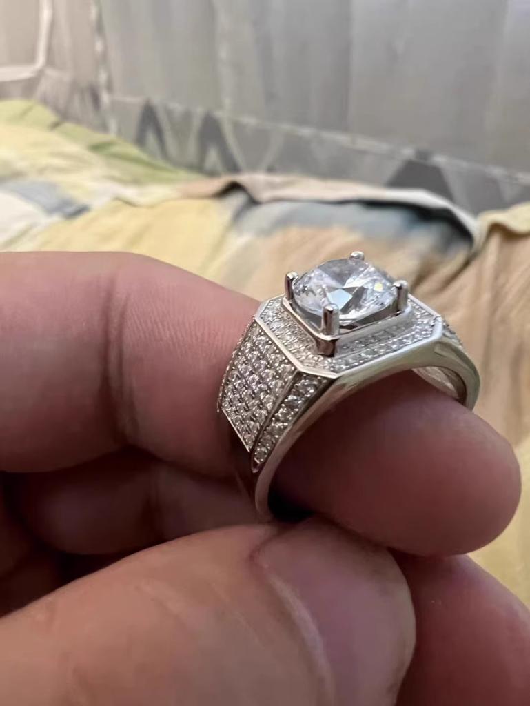 White Golden Iced Out Hip Hop Engagement Ring 7-13 Sizes CZ Pinky Full Crystal Men Women Sale Jewelry