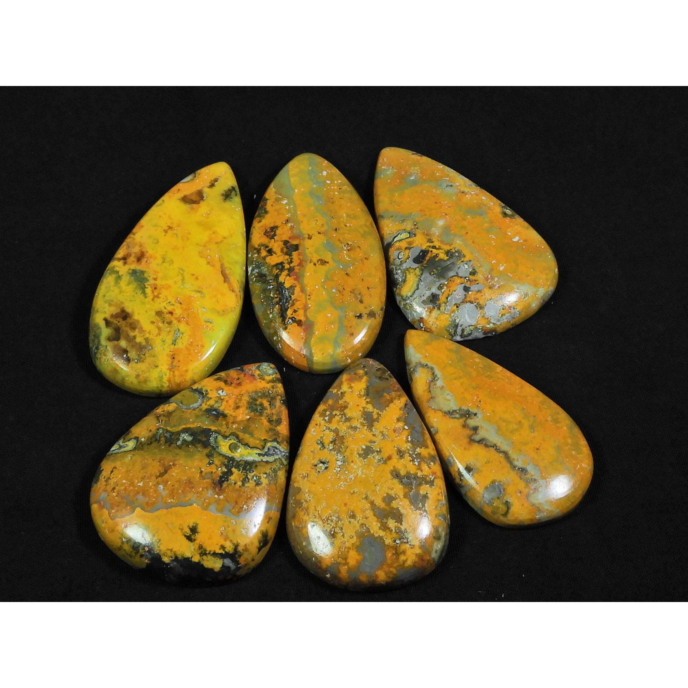 

37-45 мм Натуральная Яшма Шмель Груша Кабошон Свободный Драгоценный Камень Лот 06 шт C-101