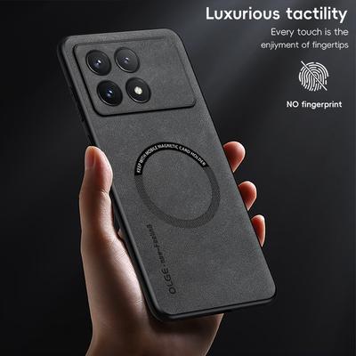 For Mi Poco X7 Pro Suede Leather For Magsafe Magnetic Wireless Charge Case For Mi Poco X6 X5 Pro F6 F5 Pro Cover