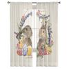 Osterhasen-Ei-Blumen-Tüllvorhänge für Wohnzimmer, Schlafzimmer, Voile, transparenter Vorhang, Fenster, Heimdekoration, Vorhänge