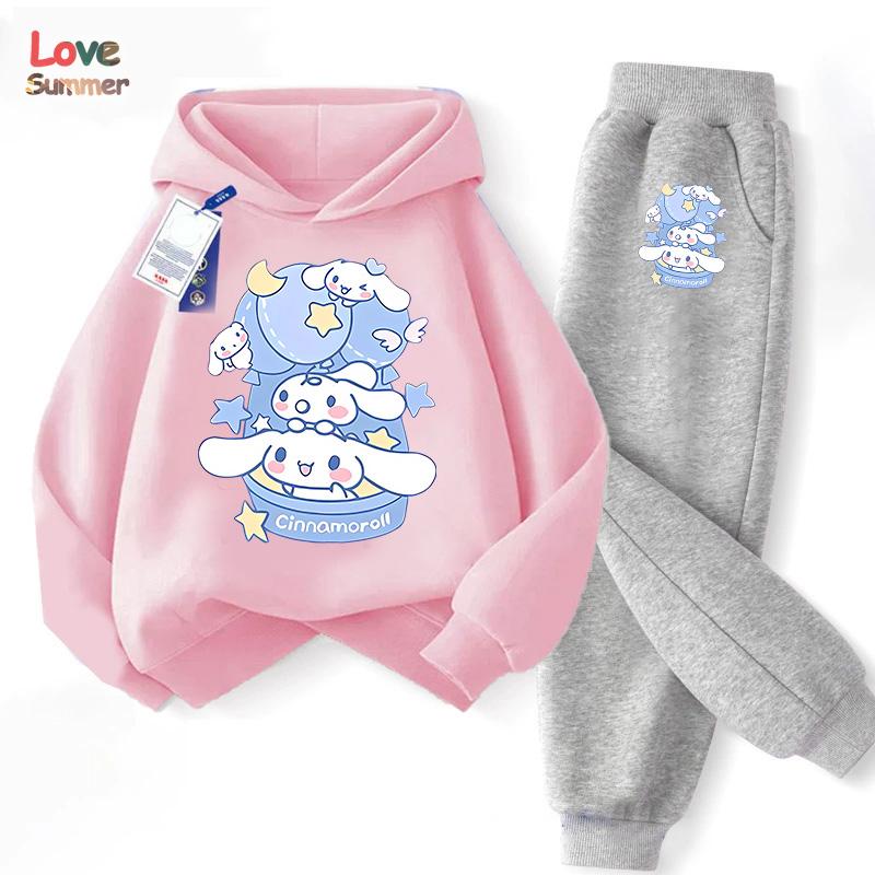 

Милий худі та штани Cinnamoroll 2 шт. Дитячий мультяшний одяг із собакою для дівчинки, дитячий світшот 2 шт., костюм з капюшоном, дитячий повсякденний спортивний костюм 100CM