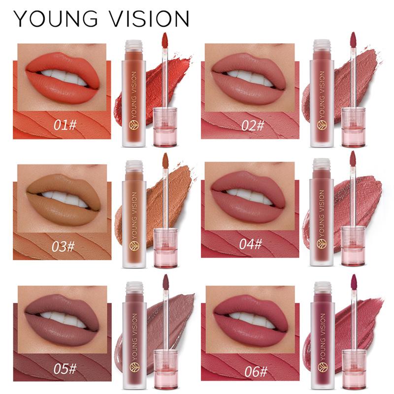6 Colors Available Liquid Mouth Red Lip Glaze Matte Lip Mud Velvet Non-stick Cup Mist Matte Lip Gloss