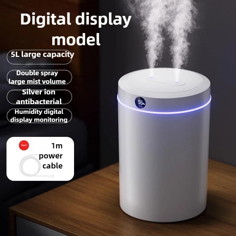 

5 л большой емкости двойной распылитель увлажнитель воздуха USB настольный домашний тихий спальня офис ночник цифровой дисплей увлажнитель