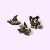 Black Cat Adorable Witch Hat Brooch Elegant Alloy Design For Spooky Looks Halloween