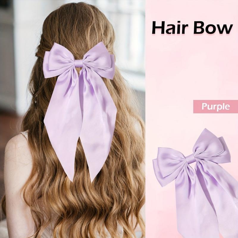 1pc Elegant Vintage Versatile Silk Bow Hair Clips, Girls Princess Style Casual Hair Accessories, Gifts Photography Props